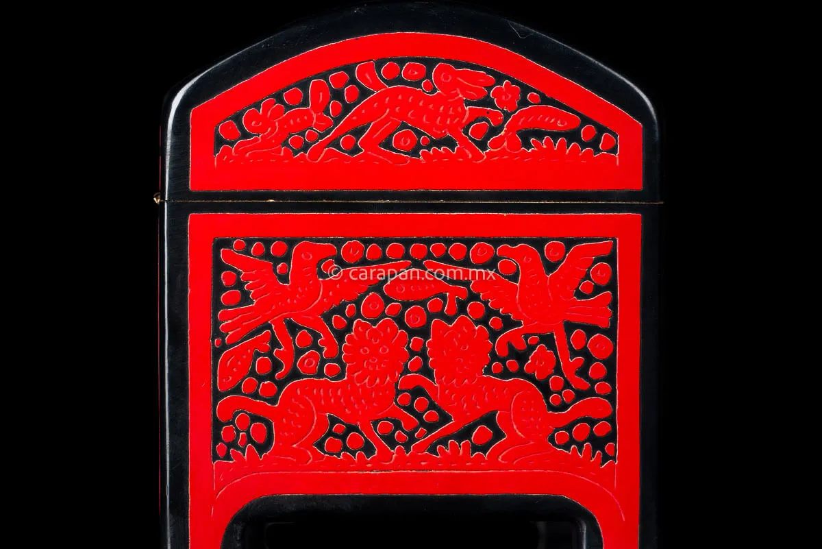 Red & Black Mexican Lacquered Wood Box