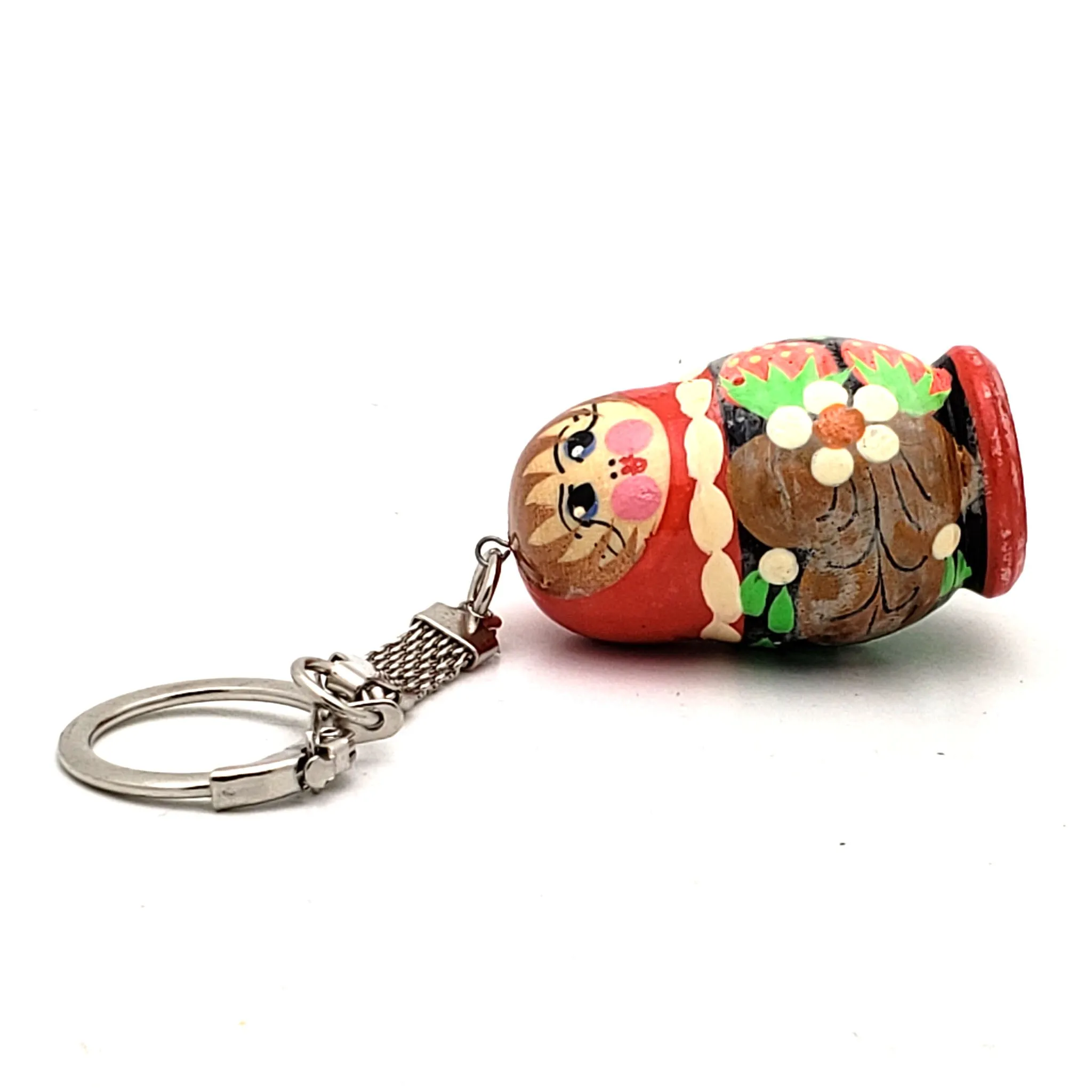 Red Blue Strawberry Nesting Doll Keychain