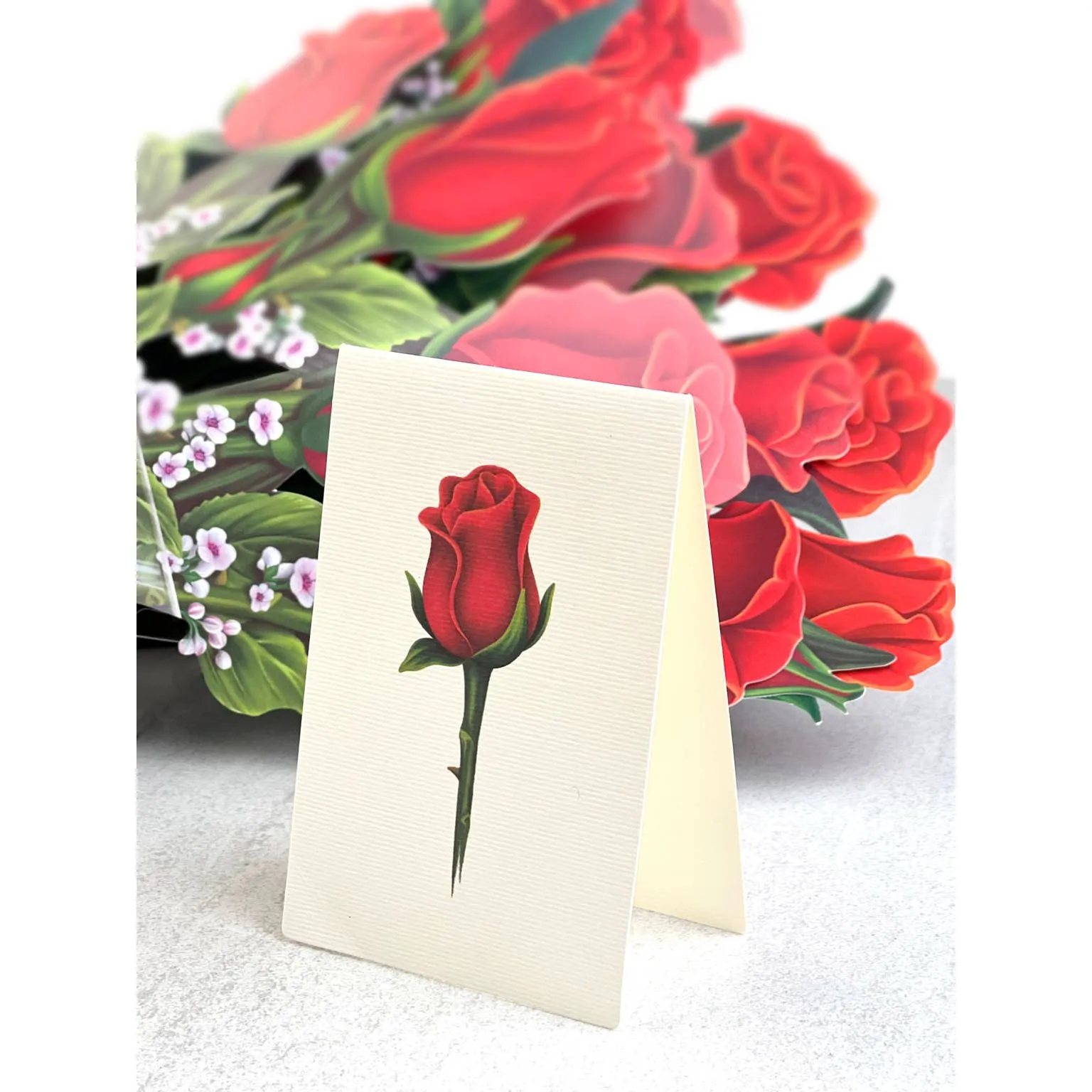 Red Roses Pop Open Bouquet Greeting Card