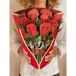 Red Roses Pop Open Bouquet Greeting Card