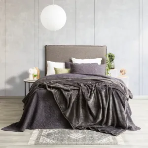Renee Taylor Plush 380 GSM Ultra Soft Velvet Blanket - GRAPHITE