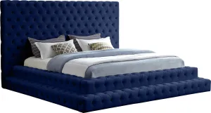 Revel Navy Velvet King Bed (3 Boxes)