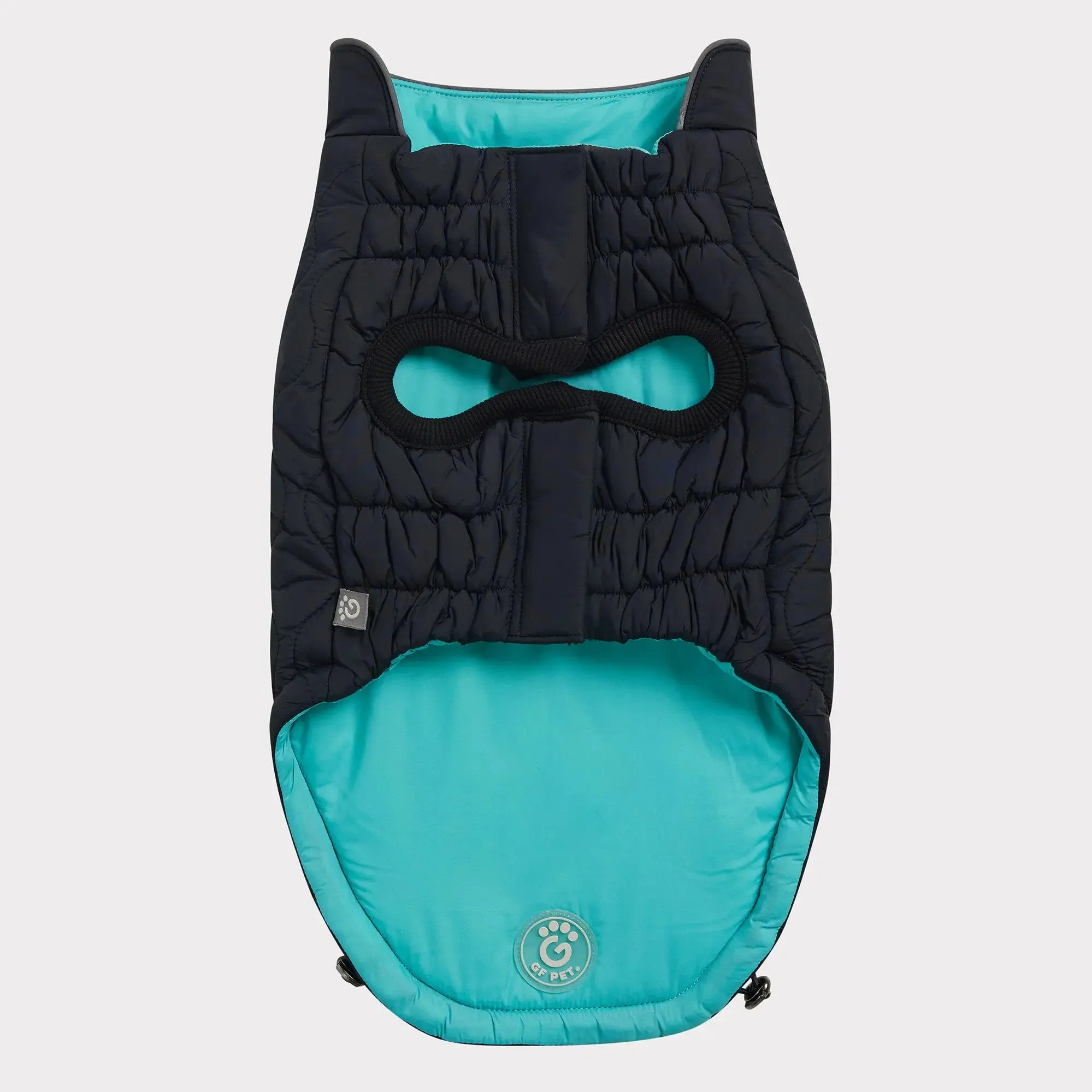 Reversible Chalet Dog Jacket | Black / Neon Aqua
