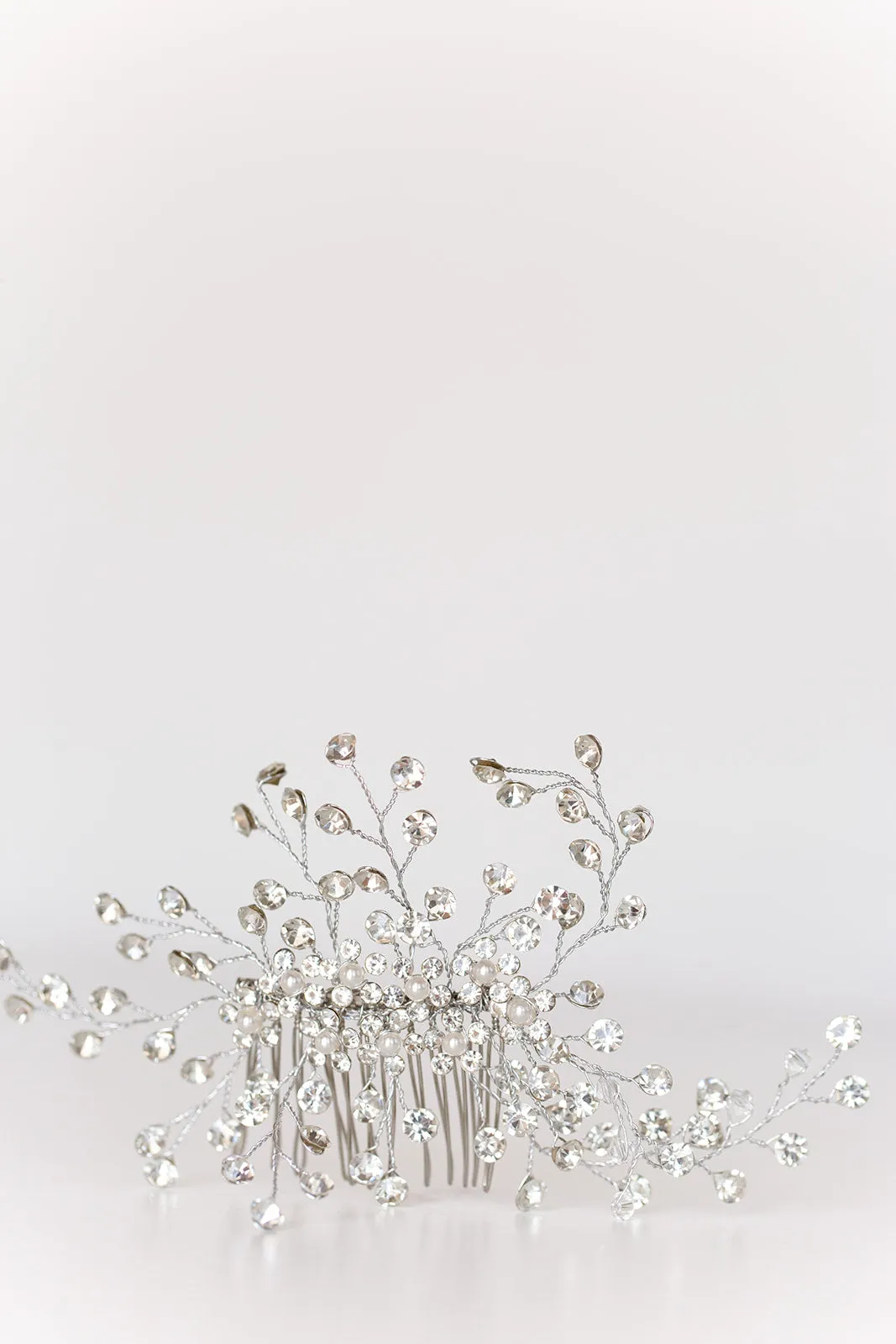 Rhinestone Wedding Hair Comb with Pearls