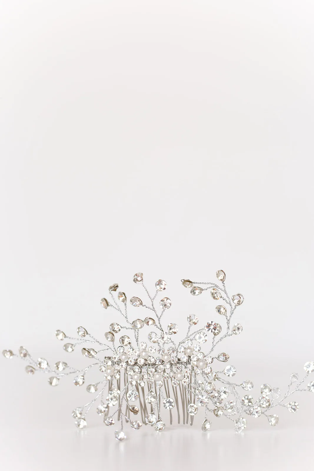 Rhinestone Wedding Hair Comb with Pearls