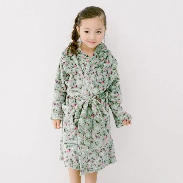 Sage Super Soft Floral Hooded Robe
