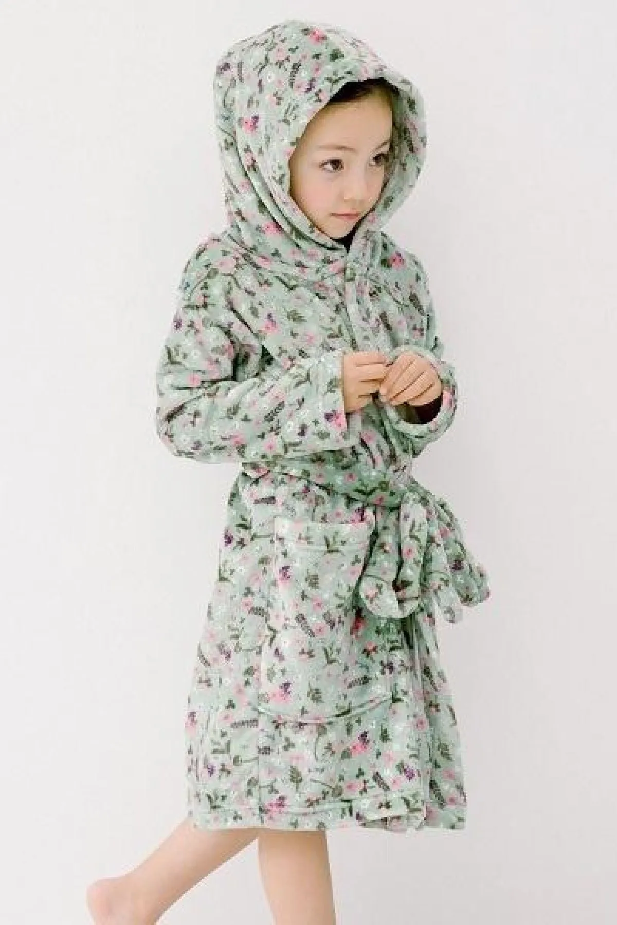 Sage Super Soft Floral Hooded Robe