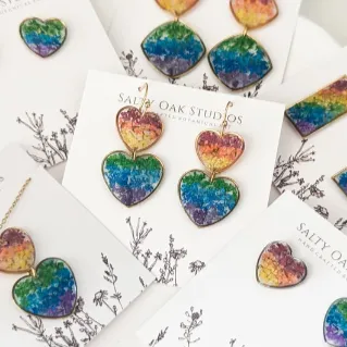 Salty Oak - Pride Heart Double Dangle Earrings