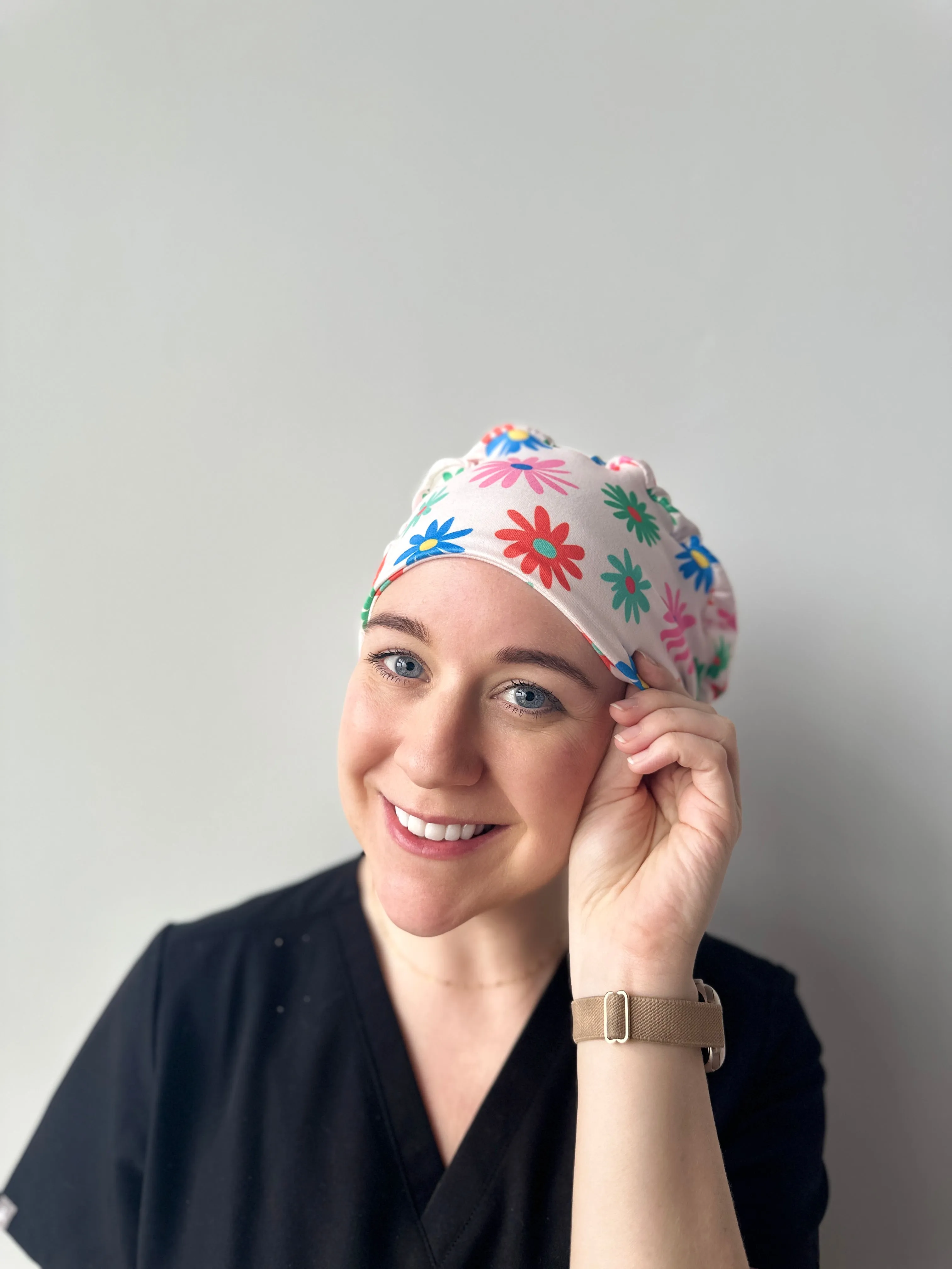 Scrub Hat - Bright Flowers