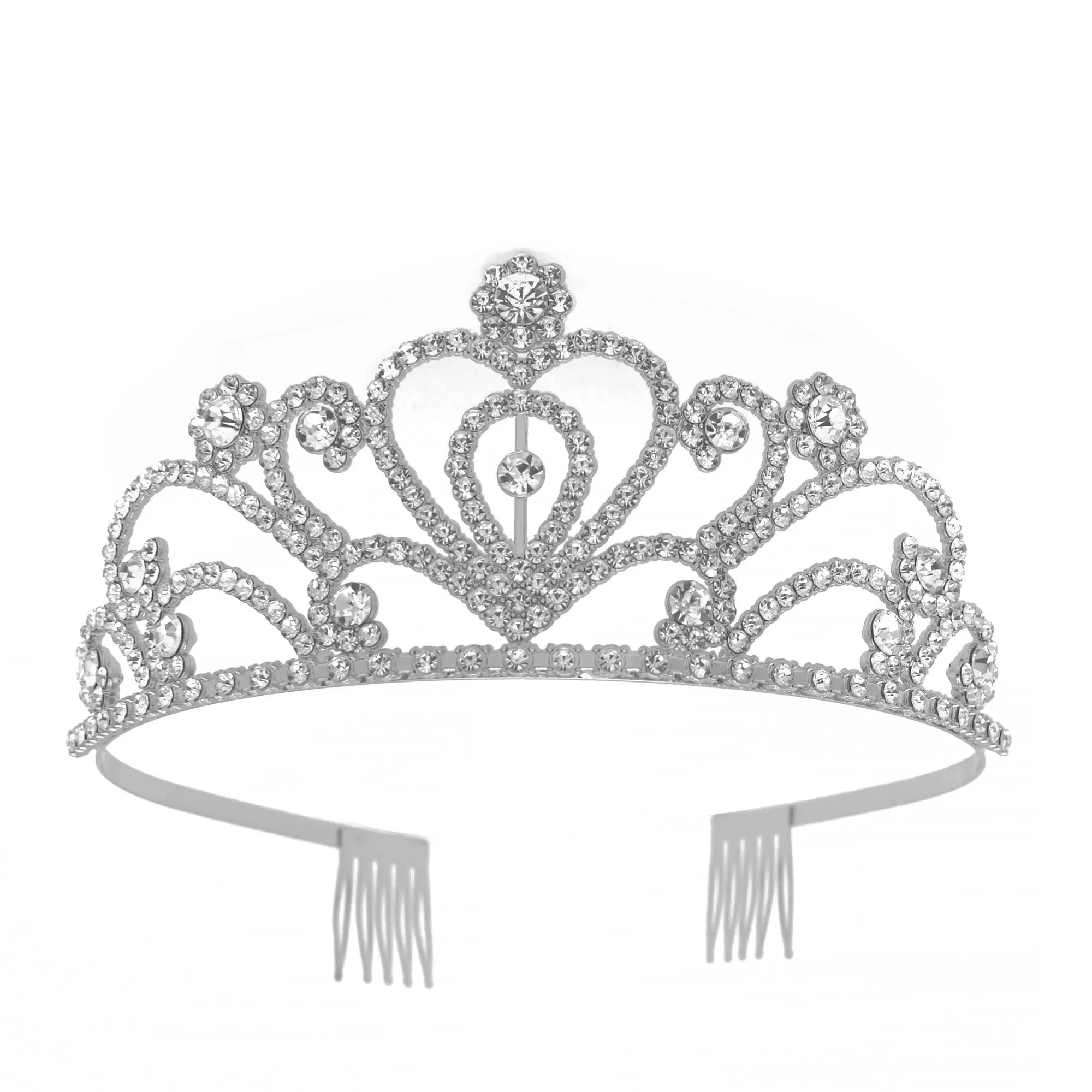Silver Crystal head piece for Bridal crown topper hair peace #HNT90927S