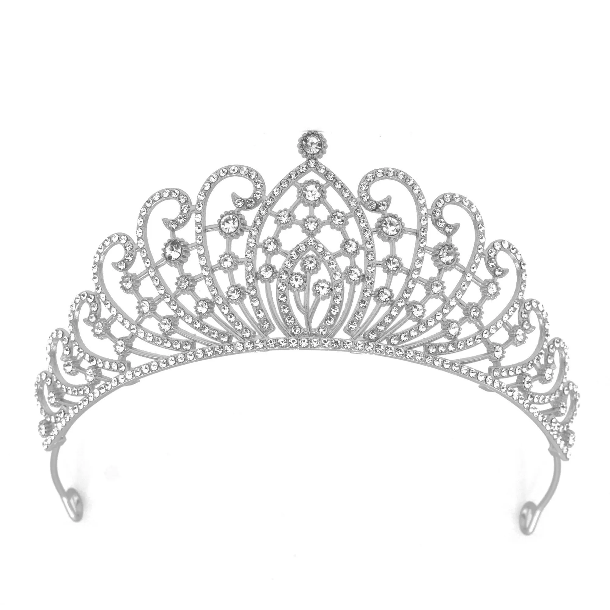 Silver Crystal head piece for Bridal crown topper hair peace #HNT90932S