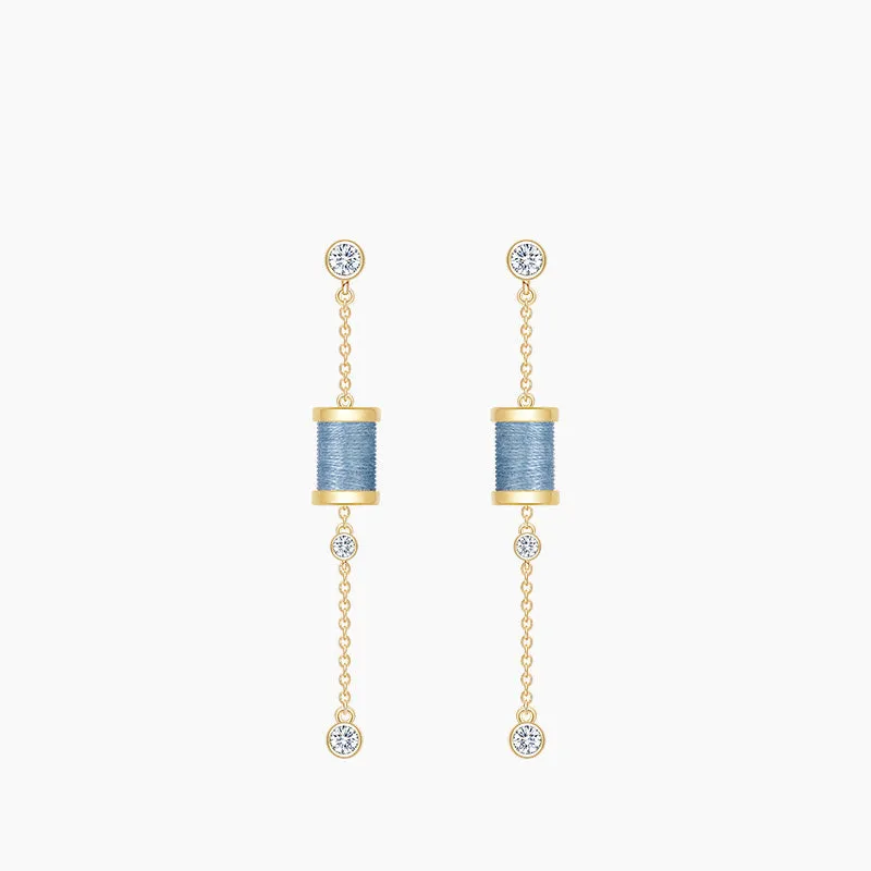 Sleeping Castle Aurora Thread Spindle Chain Earrings