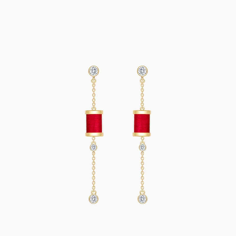 Sleeping Castle Aurora Thread Spindle Chain Earrings