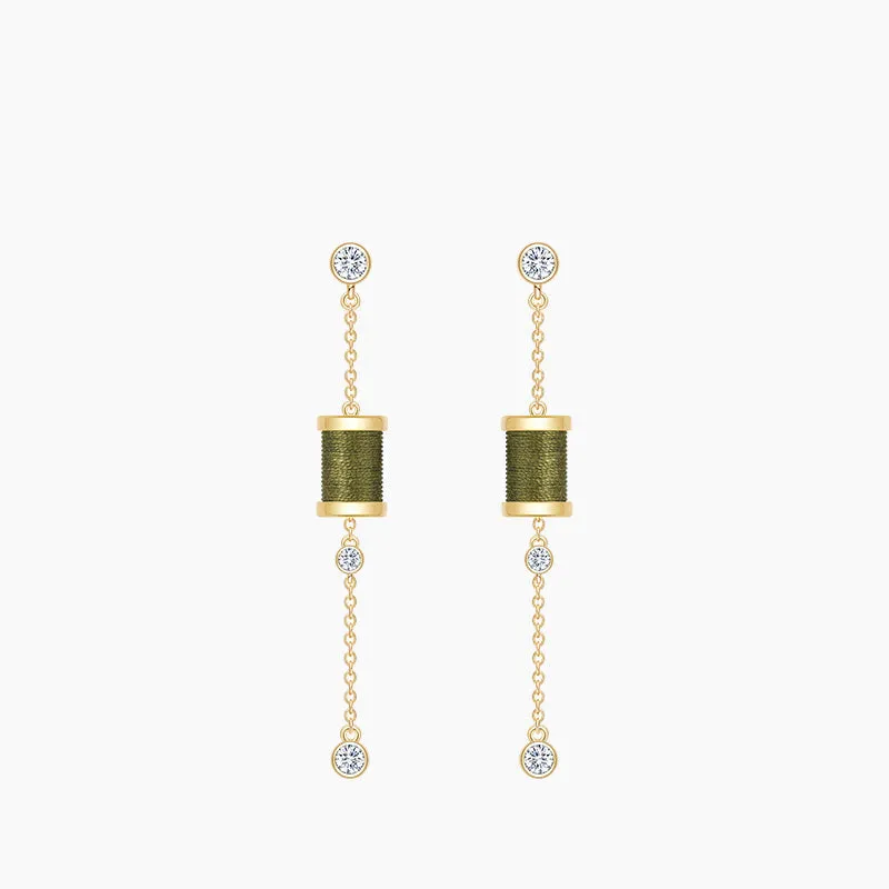 Sleeping Castle Aurora Thread Spindle Chain Earrings