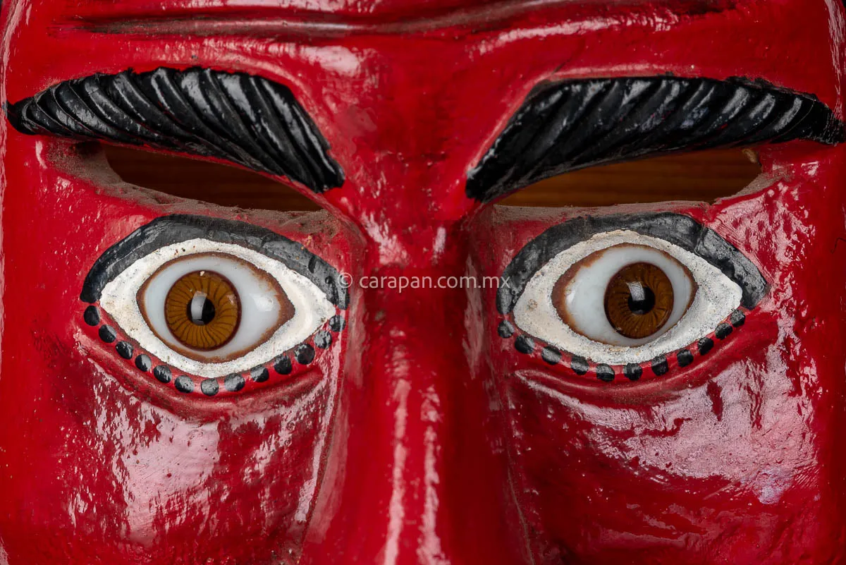 Smiling Man Vintage Wooden Mask in Red