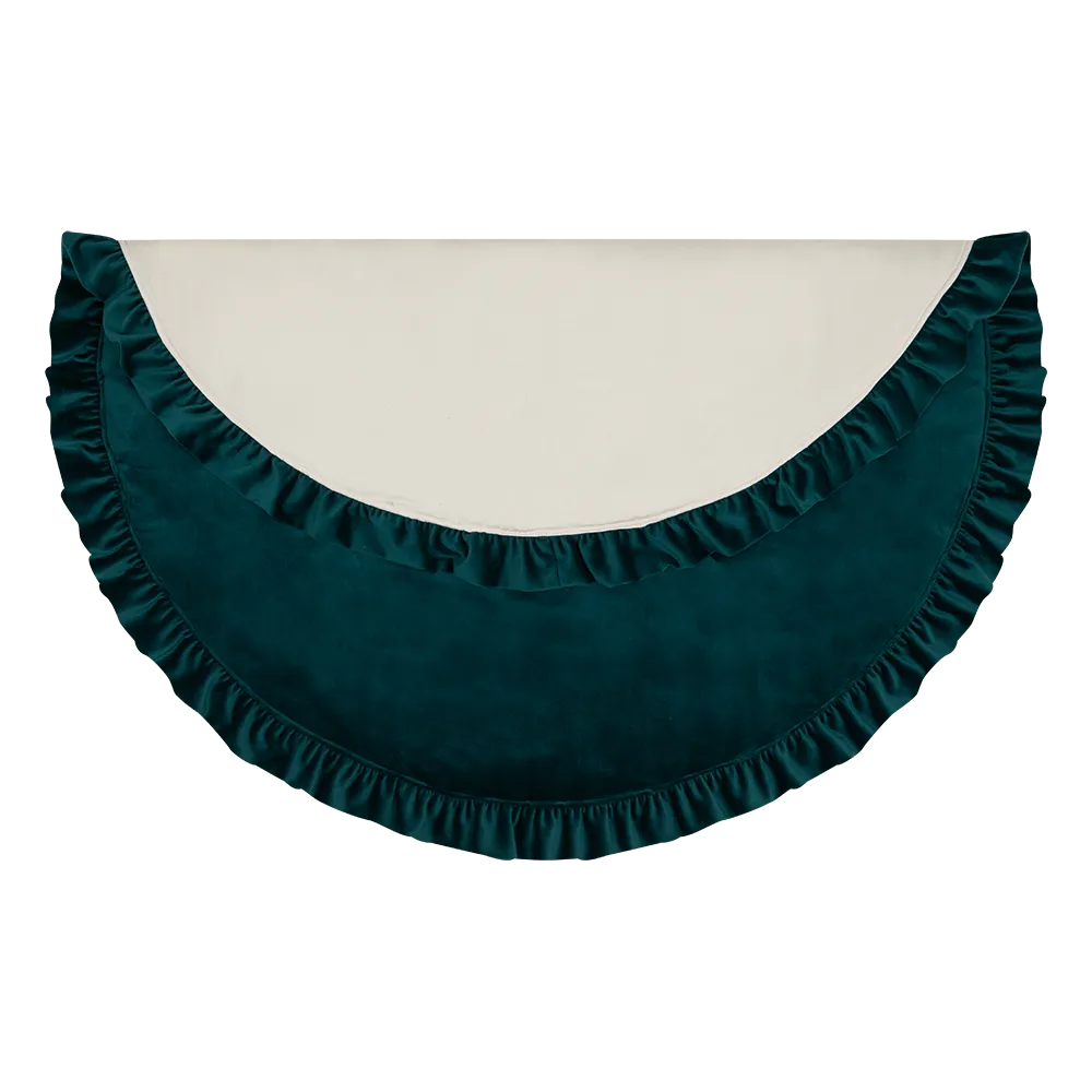 Soft Velvet Mat With Frill - Emerald