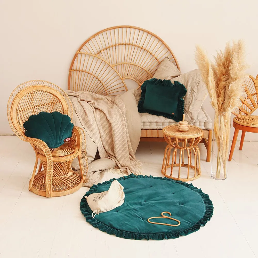 Soft Velvet Mat With Frill - Emerald