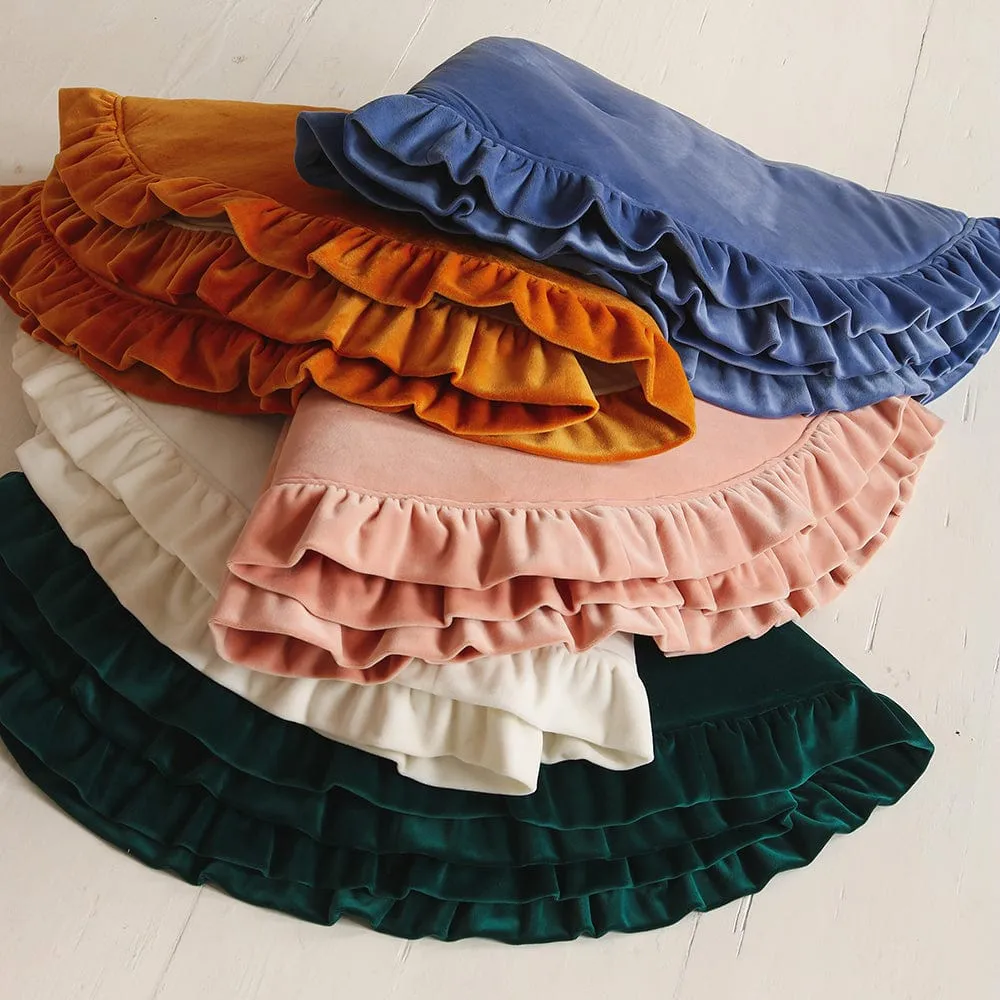 Soft Velvet Mat With Frill - Emerald