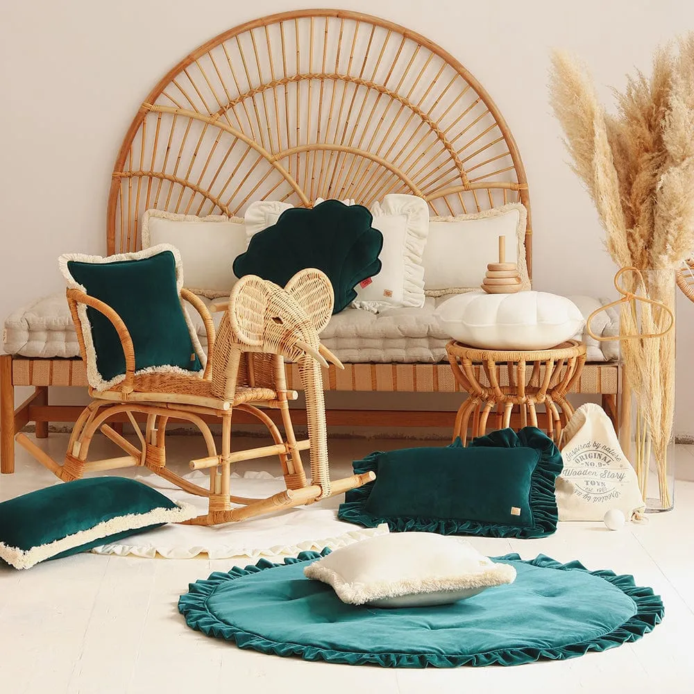 Soft Velvet Mat With Frill - Emerald