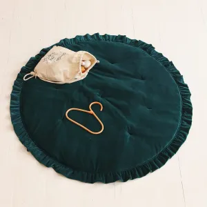 Soft Velvet Mat With Frill - Emerald