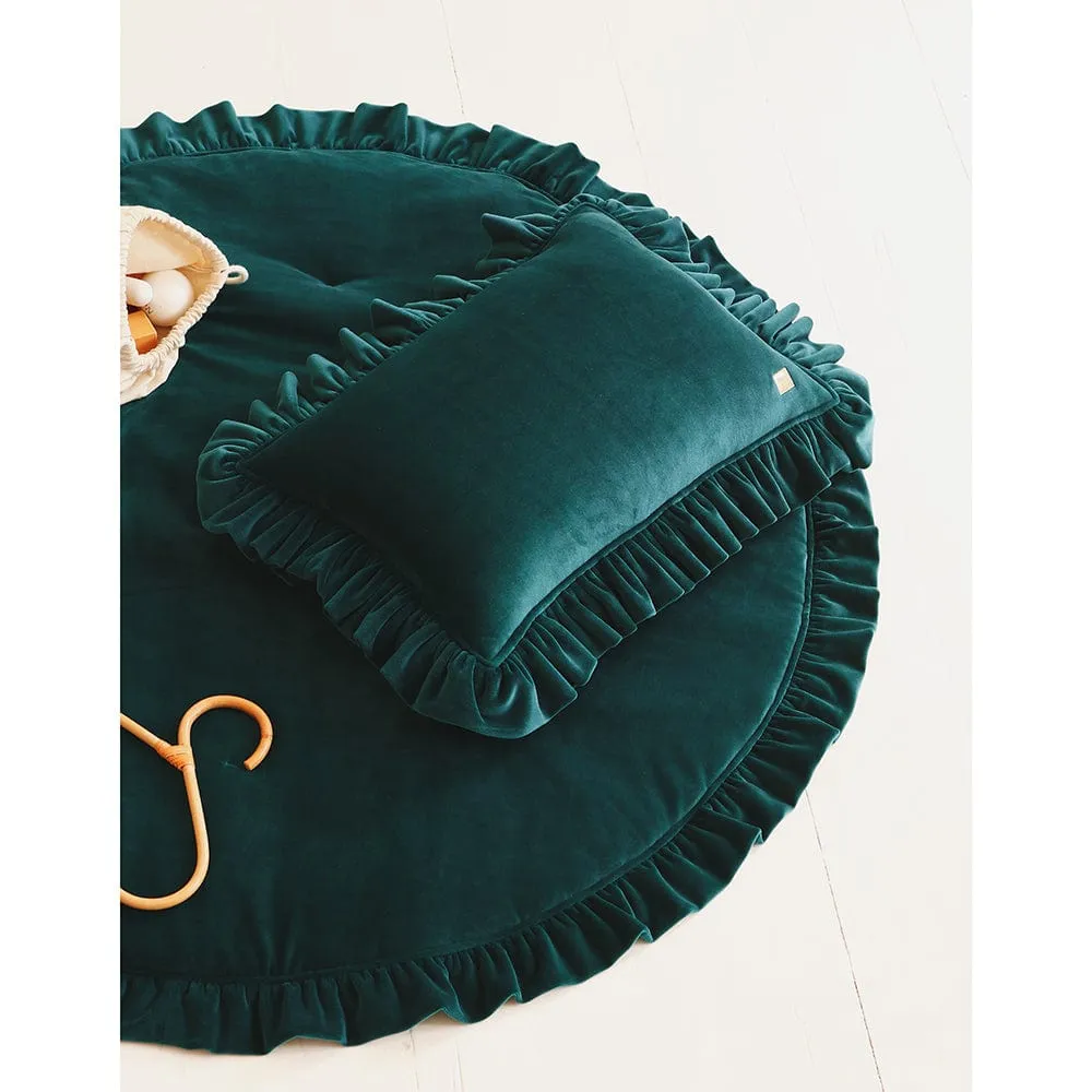 Soft Velvet Mat With Frill - Emerald