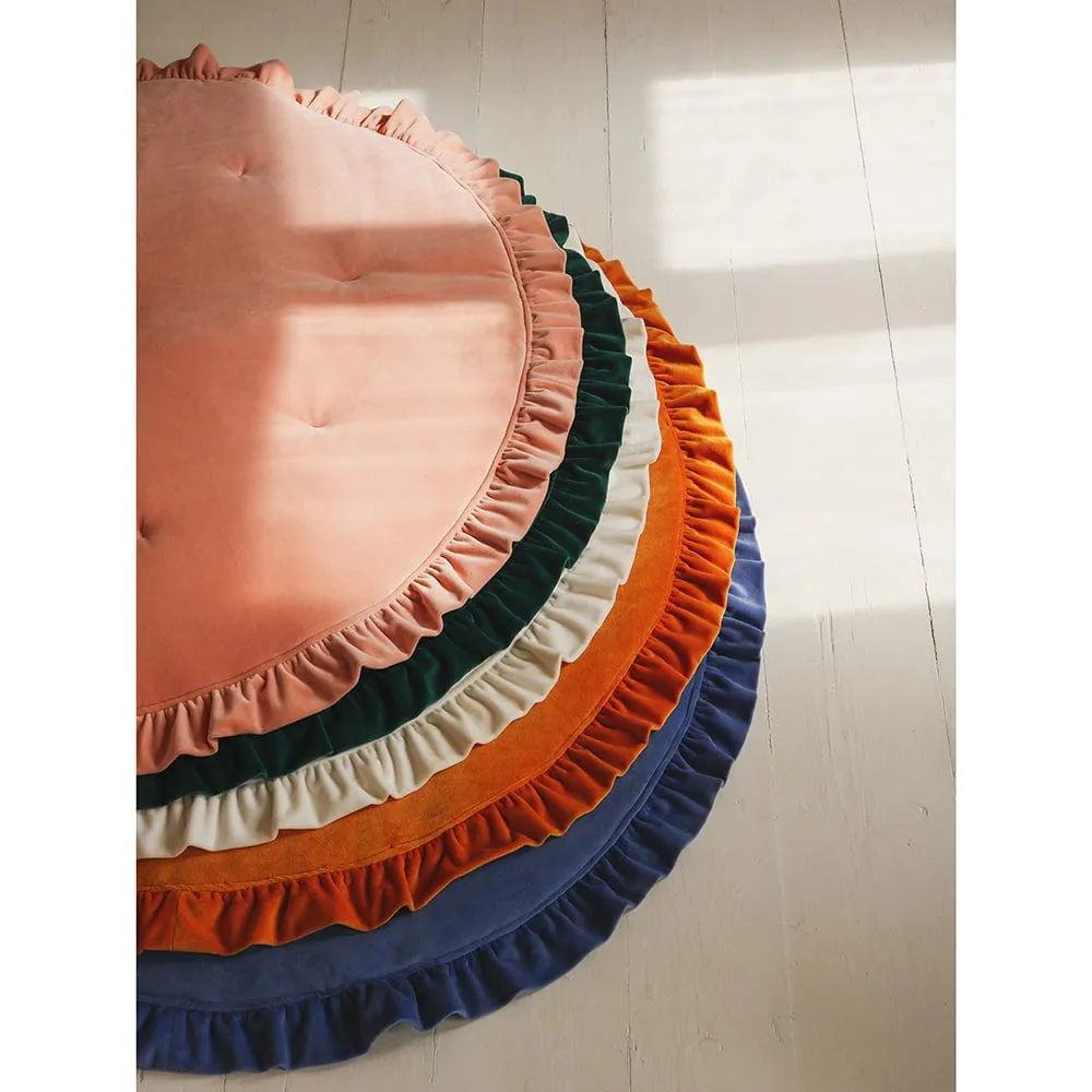Soft Velvet Mat With Frill - White