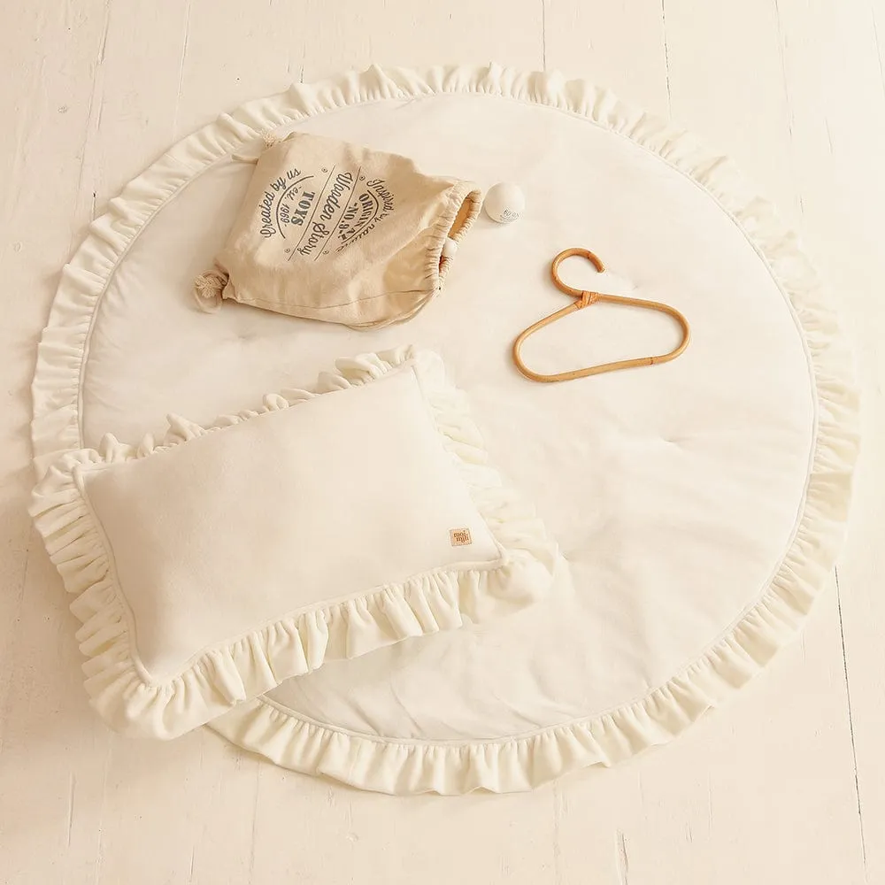 Soft Velvet Mat With Frill - White
