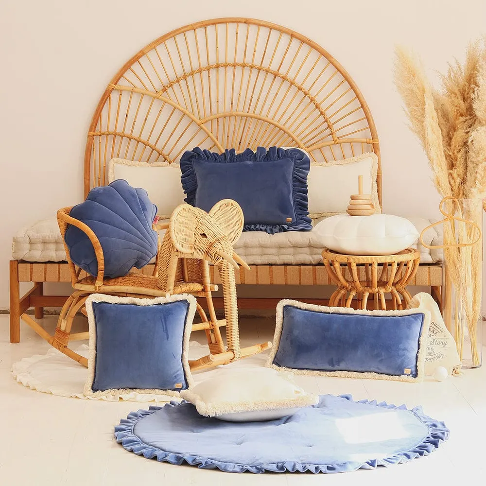 Soft Velvet Mat With Frill - White