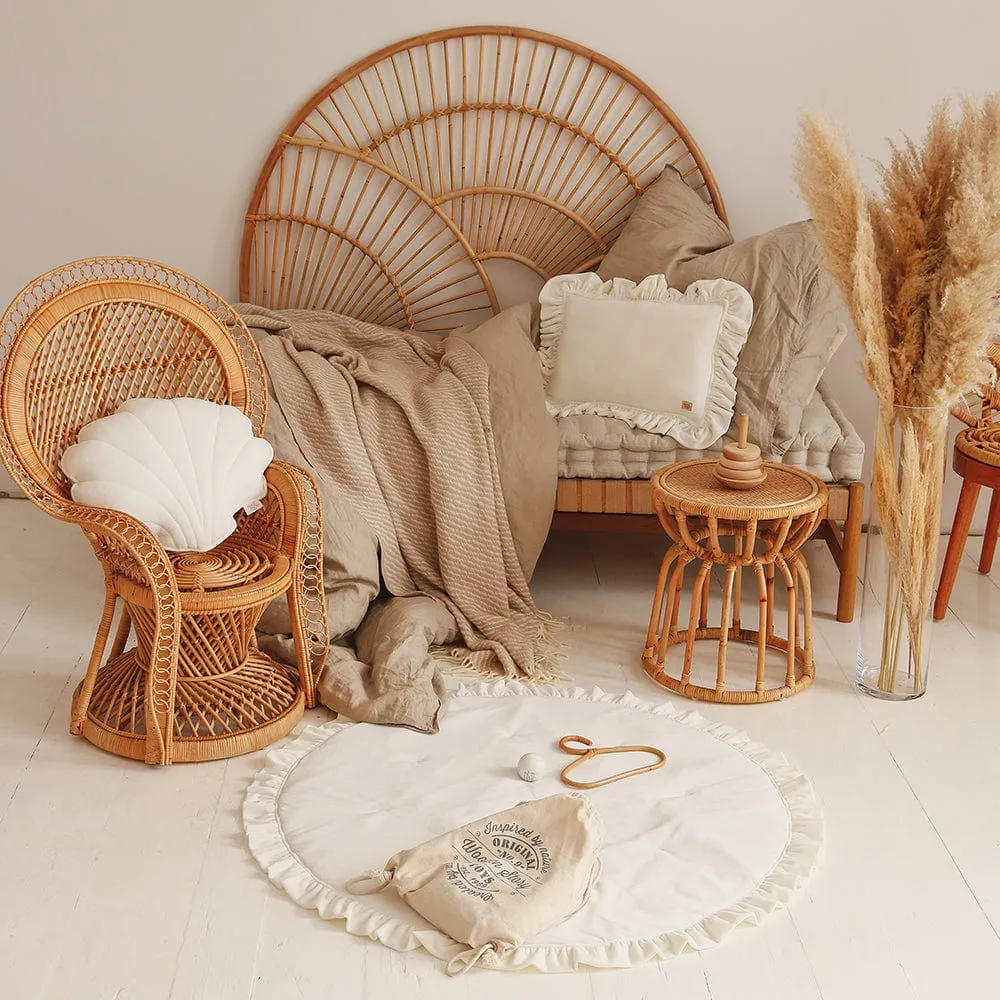 Soft Velvet Mat With Frill - White