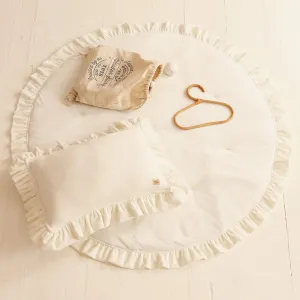 Soft Velvet Mat With Frill - White