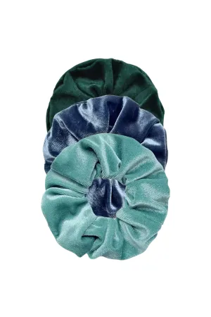 SPORT.LES Velvet Scrunchie 3 Pack Green/Blue