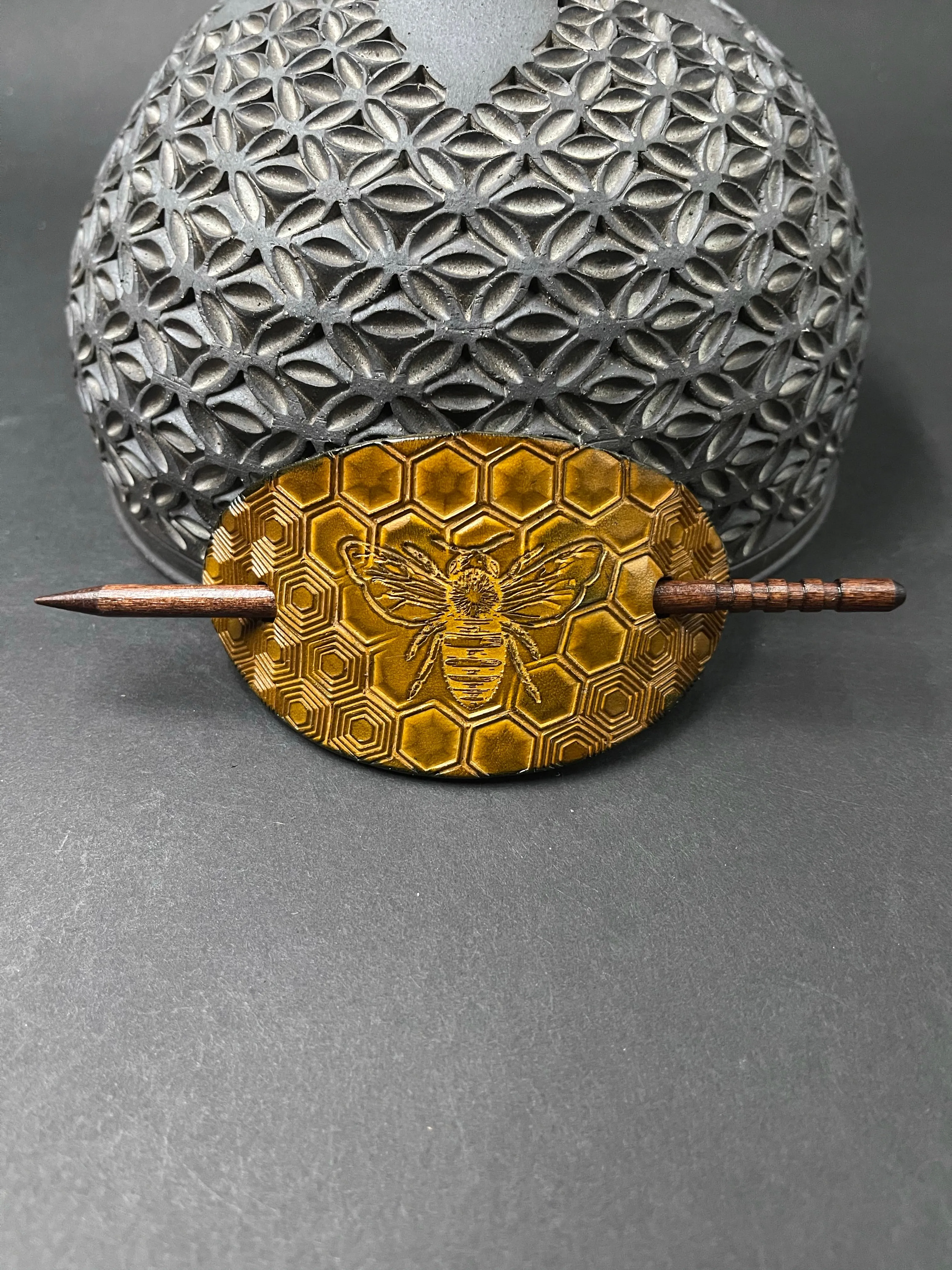 Stamped Leather Hair Barrette - Nature Miscellaneous
