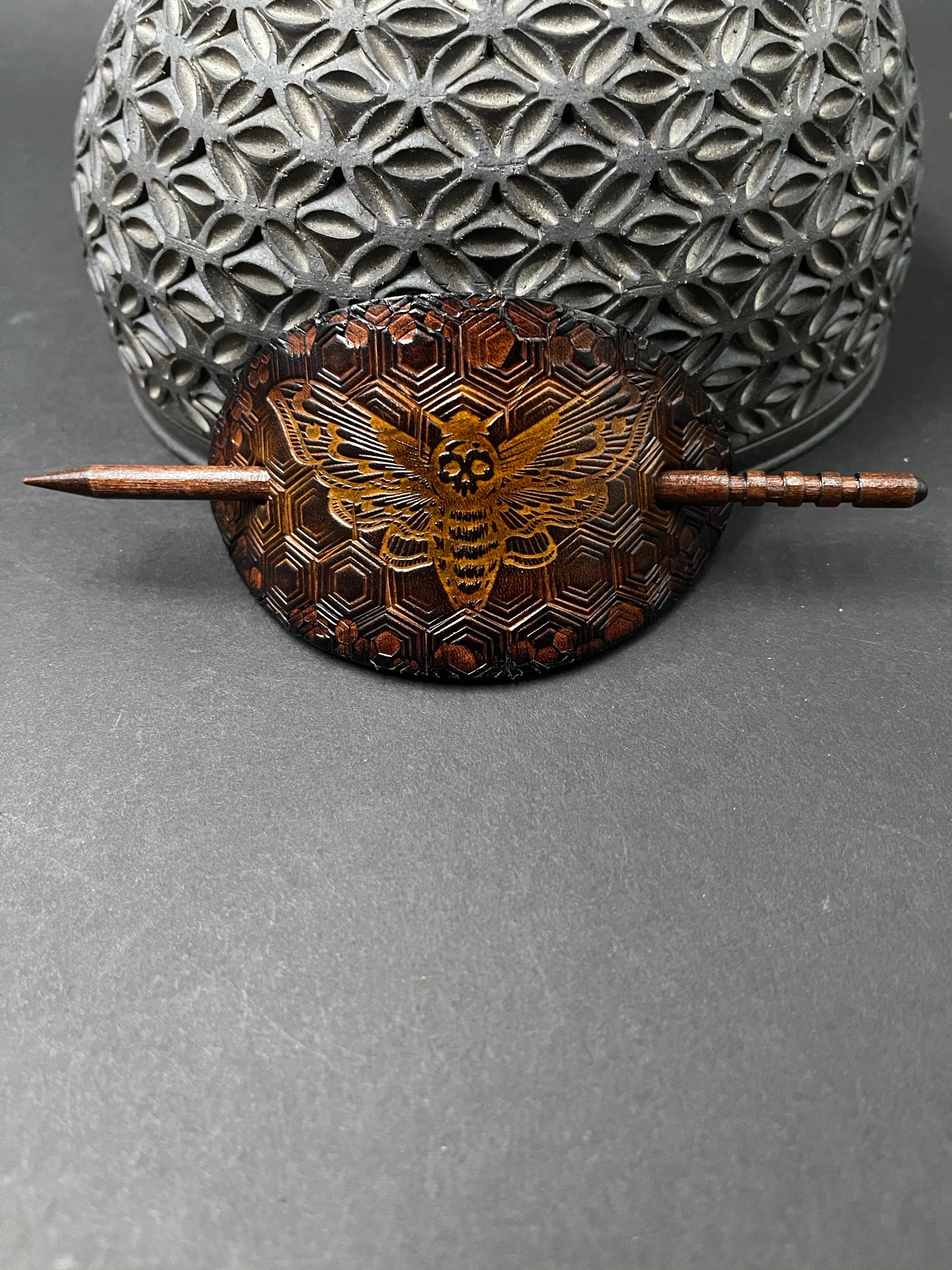 Stamped Leather Hair Barrette - Nature Miscellaneous
