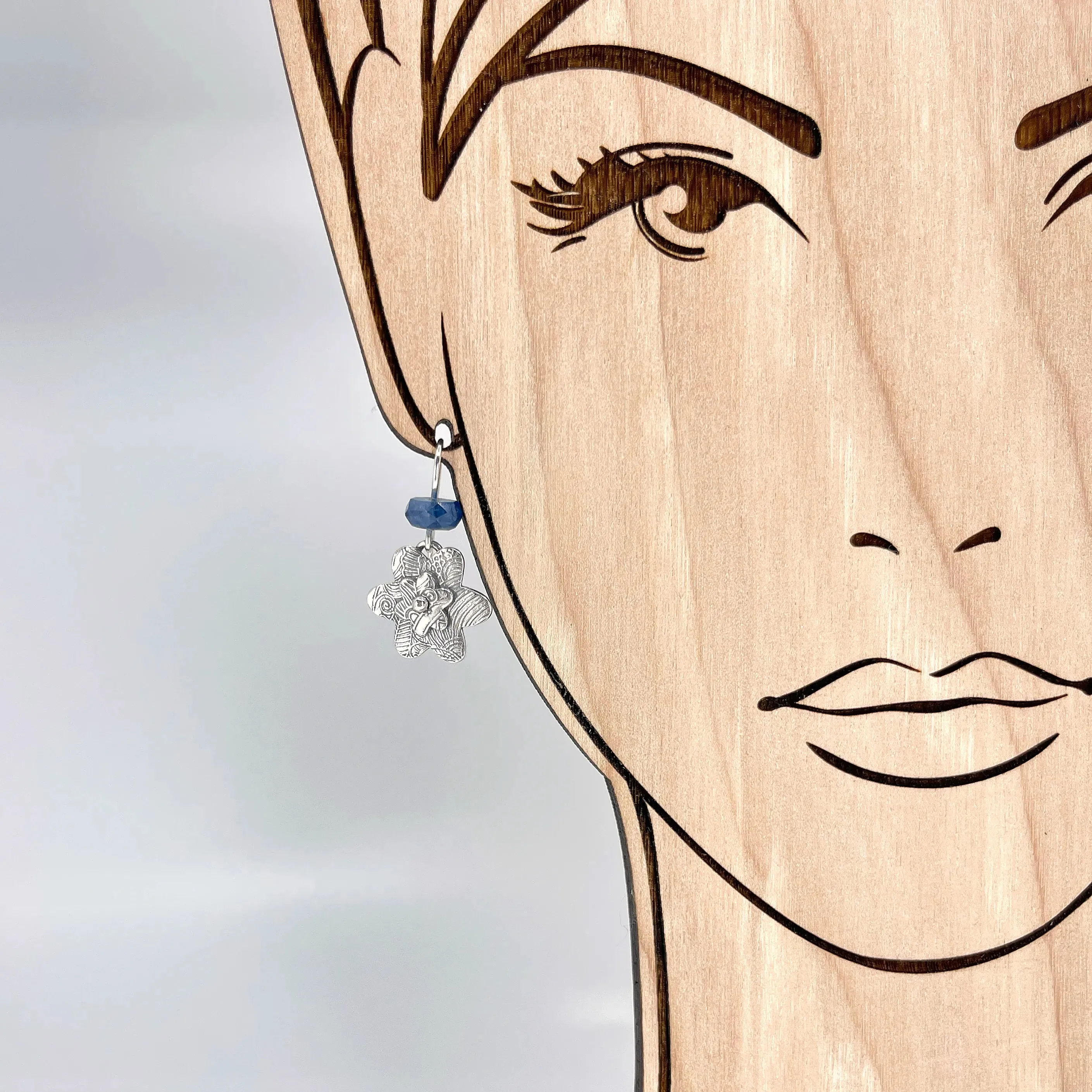 Sterling Flower Earrings with Kyanite