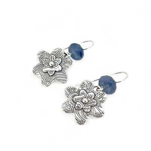 Sterling Flower Earrings with Kyanite
