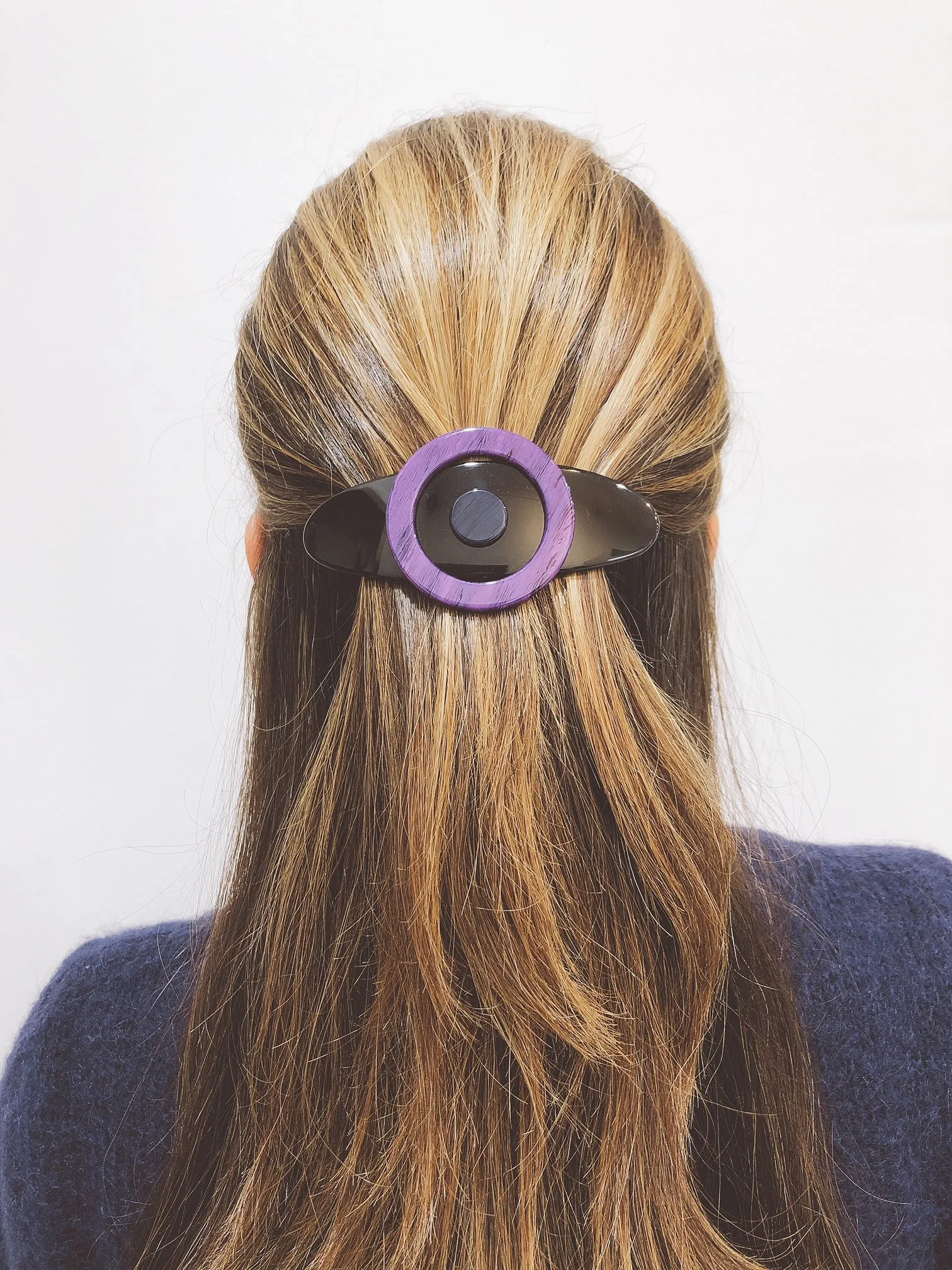 Sun Large Navy Hair Clip