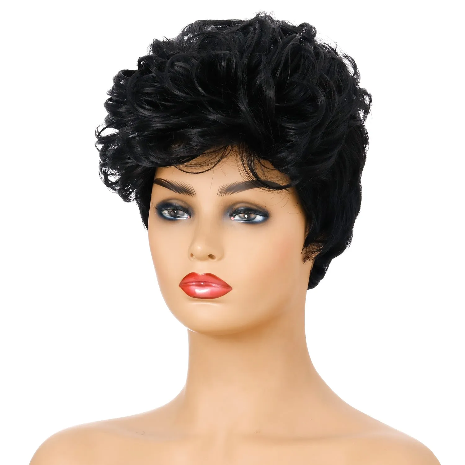 Sunny | Black Short Pixie Cut Curly Synthetic Hair Wig