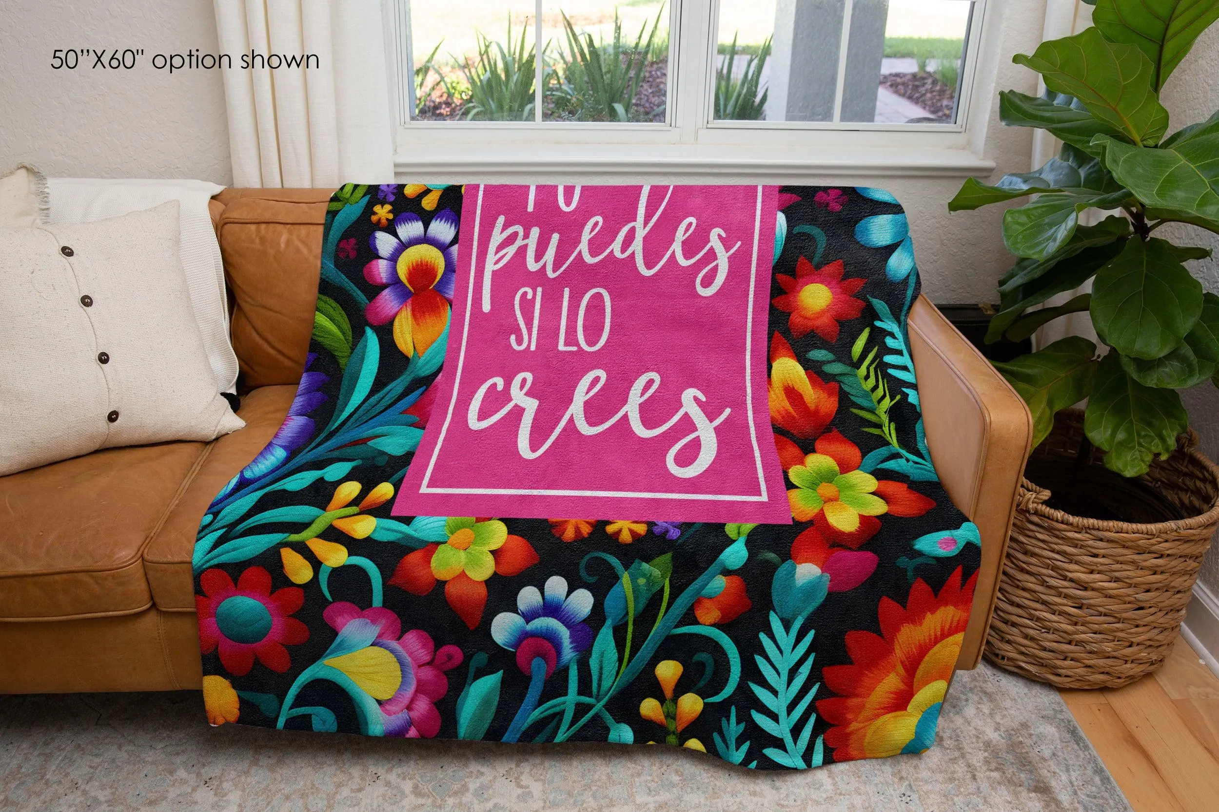 Tú Puedes Si Lo Crees Inspirational Fleece Blanket | Hispanic Heritage, Mexican Culture, Motivational Gift, Get Well & Cancer Support Blanket