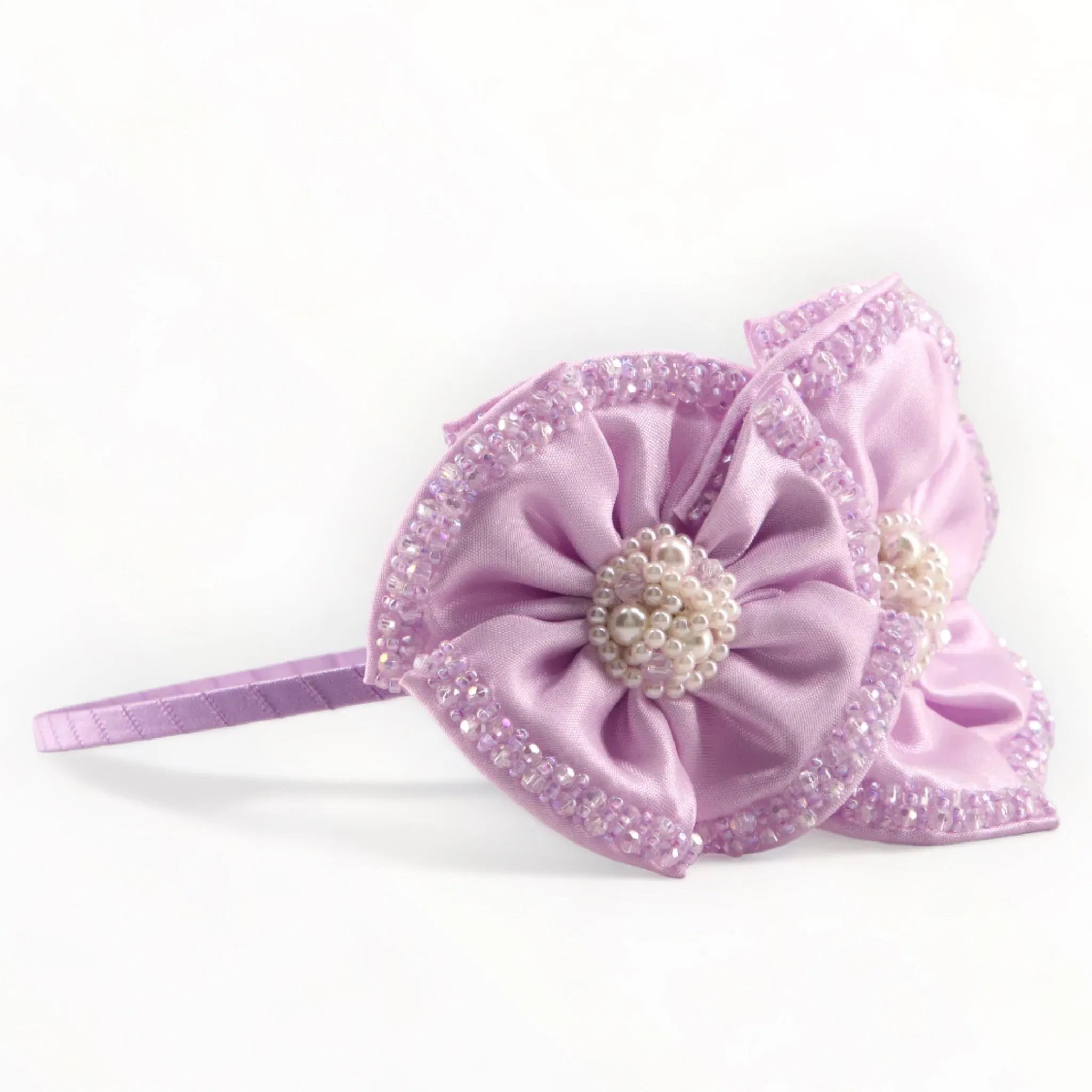The Angelina Girls Handmade Lilac Flower Headband