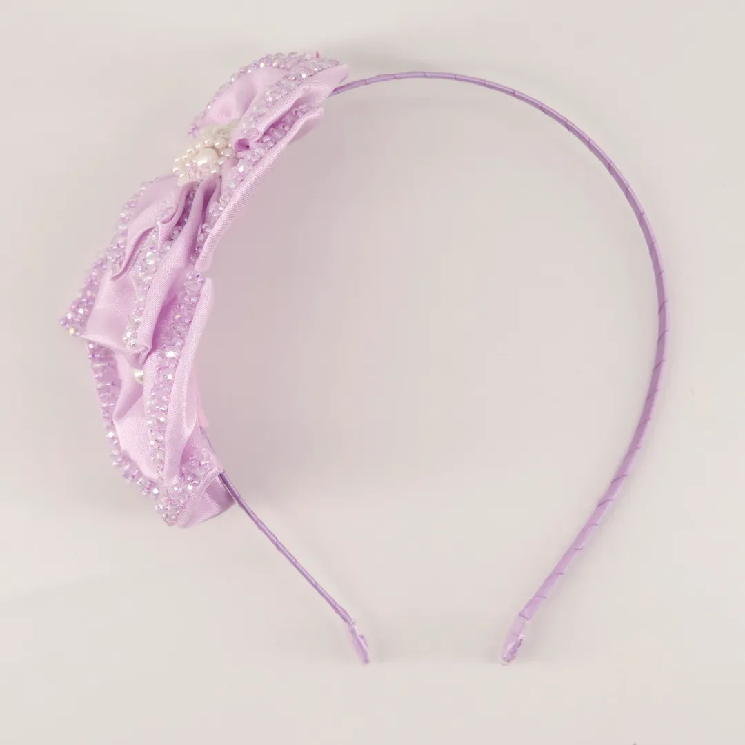 The Angelina Girls Handmade Lilac Flower Headband