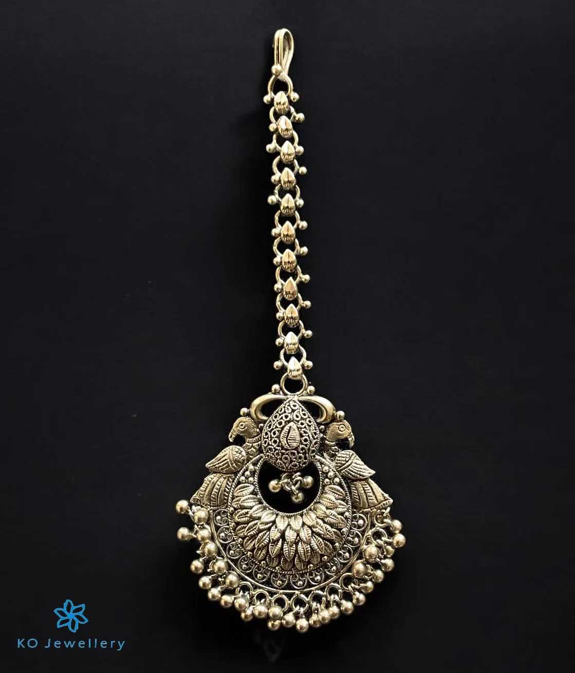 The Mayuraka Silver Peacock Maang Tikka