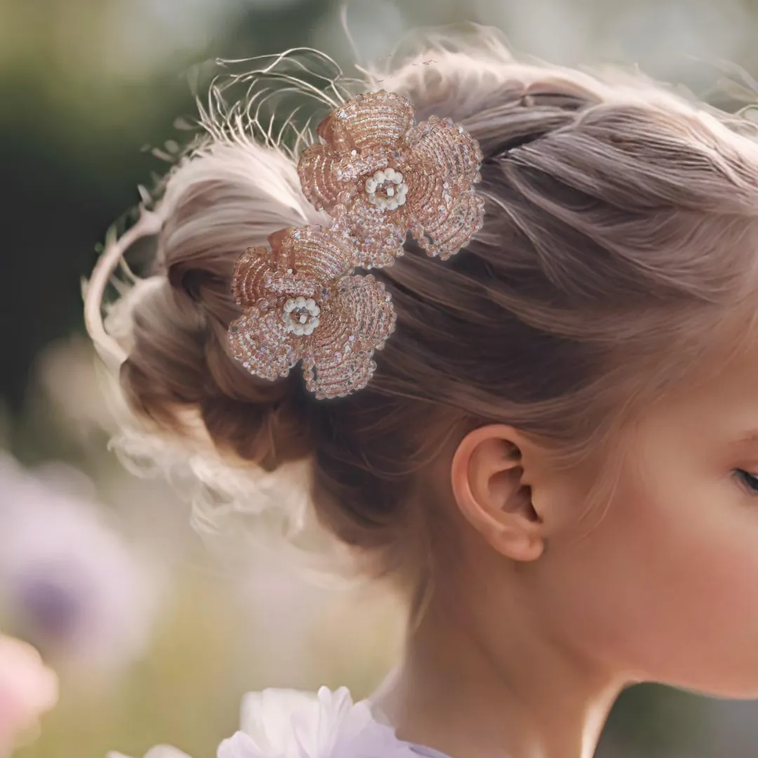 The Ninette Childs Luxury Handmade Crystal Flower Hair Clip Set
