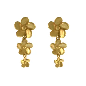 The Tapered Triple Plumeria Drop Post Earrings