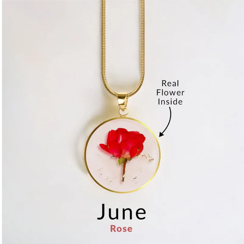 Timeless Pressed Birth Flower Necklace