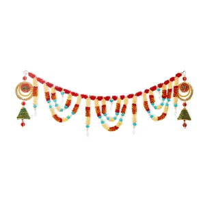 Toran For Door Hangings Diwali Decoration Artificial Flower Garlands (Blue) Shubh Labh Latkans