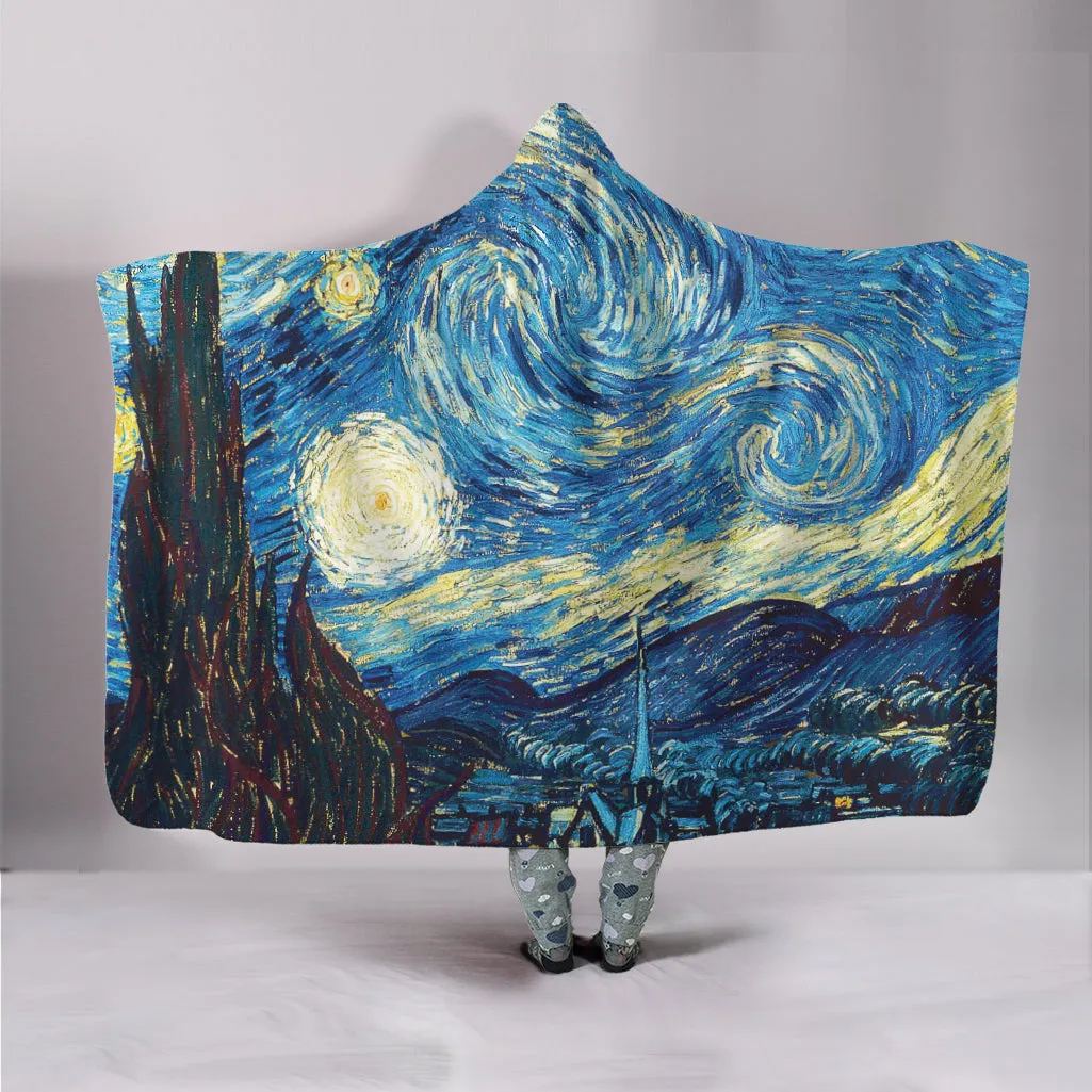 Van Goes Hard On A Starry Night Hooded Blanket