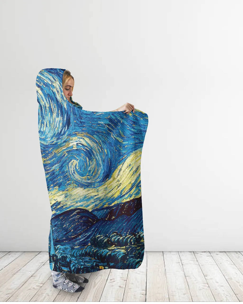 Van Goes Hard On A Starry Night Hooded Blanket