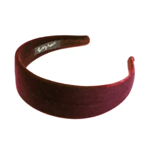 Velvet 4 cm Flat Burgundy Headband