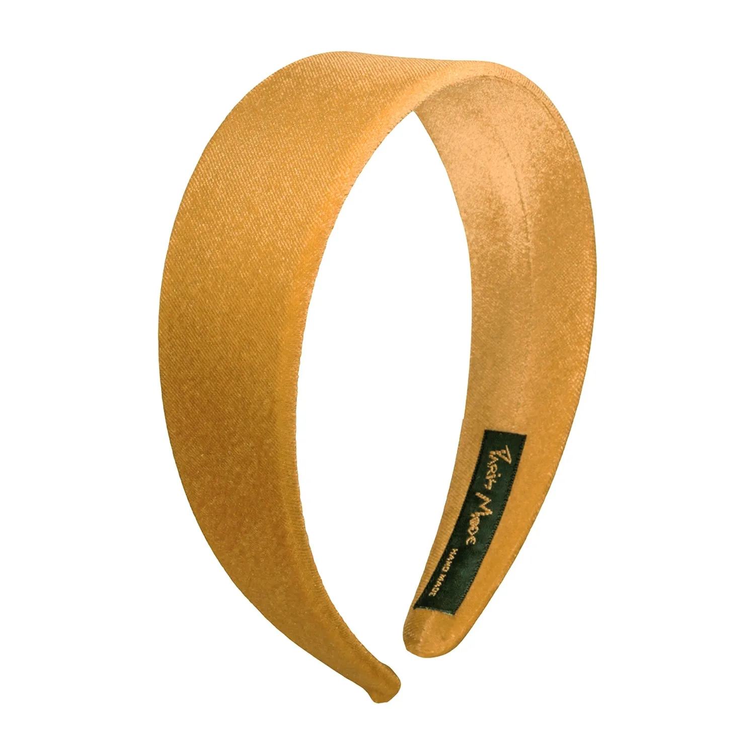 Velvet 4 cm Flat Mustard Headband