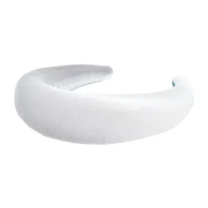 Velvet 4 cm Padded White Headband